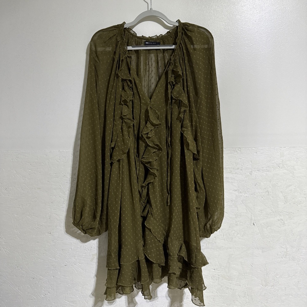 ASOS Design Women's Dress Green Long‎ Sleeve Lined